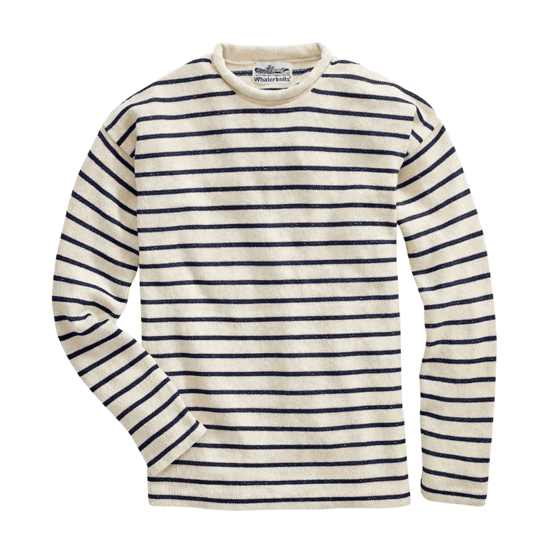 Whalerknits Sweaters XXS / Natural / Navy Nantucket Rollneck Sweater #Color_Natural / Navy