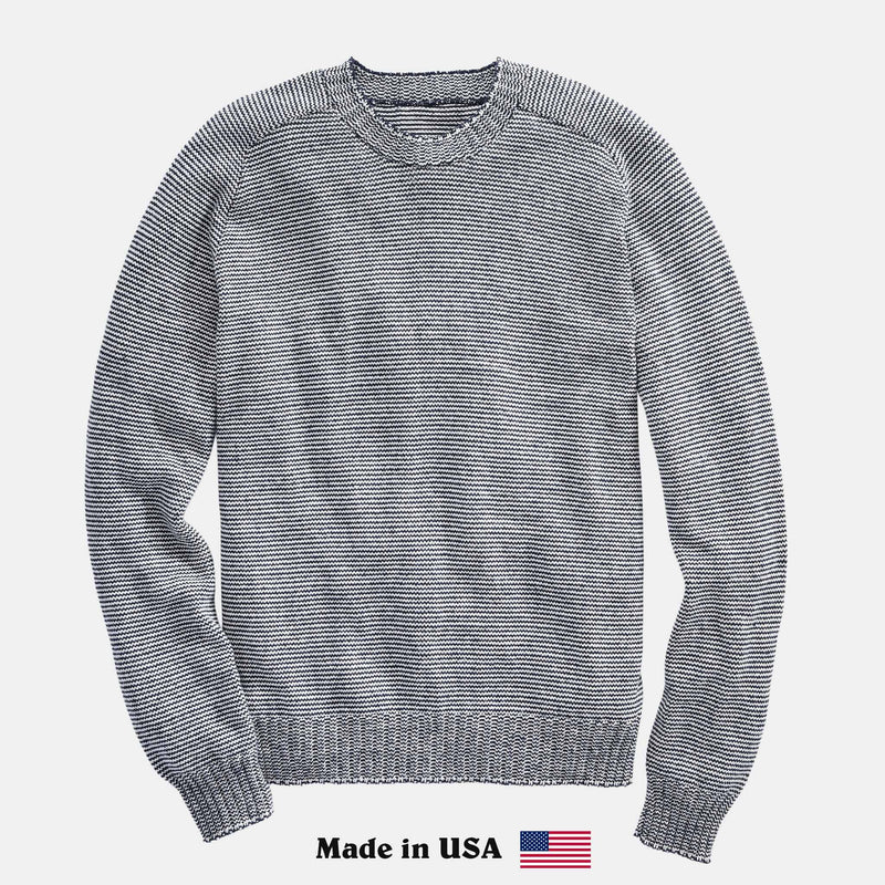 Whalerknits Sweaters XXS / Natural / Navy Westport Crewneck Saddle Shoulder Pullover #Color_Natural / Navy