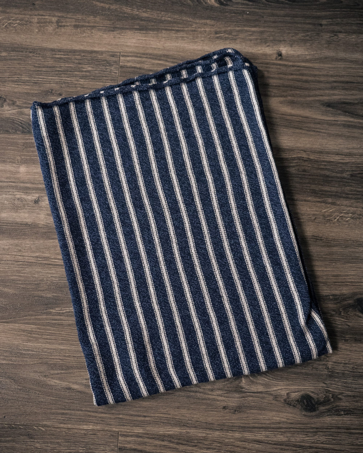 Whalerknits Throws Denim / Grey Mariner Striped Throw - 60" x 40"