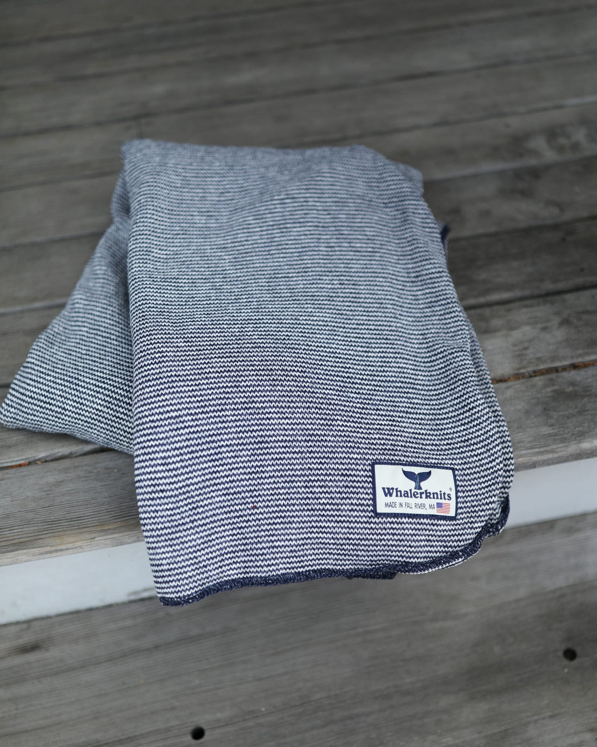 Whalerknits Throws Denim / Grey Pilgrim Pinstripe Throw - 60" x 40"