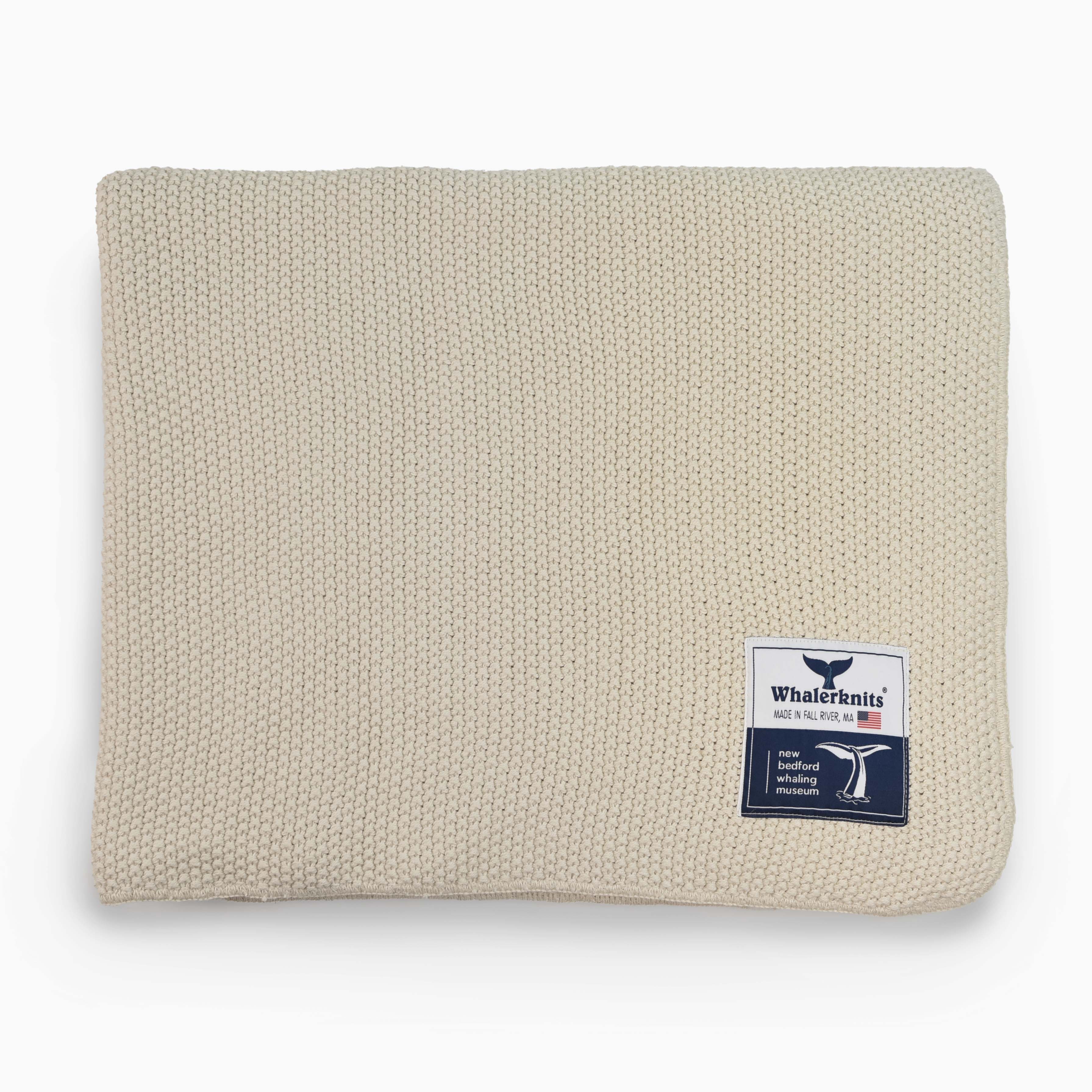 Whalerknits Throws NBWM Throw (40x60) New Bedford Whaling Museum Ltd. Collection Natural Seedstitch Throw
