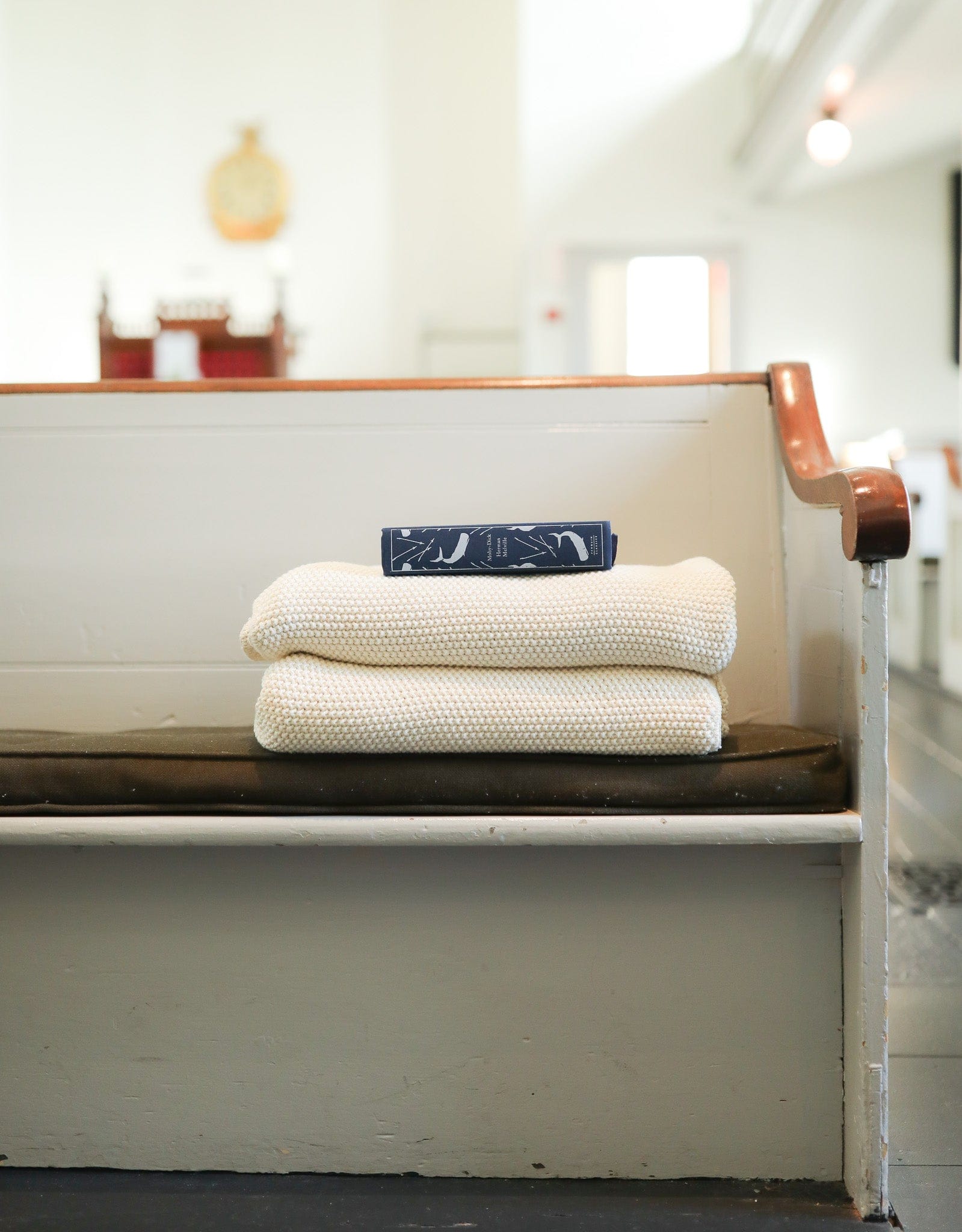 Whalerknits Throws NBWM Throw (40x60) New Bedford Whaling Museum Ltd. Collection Natural Seedstitch Throw