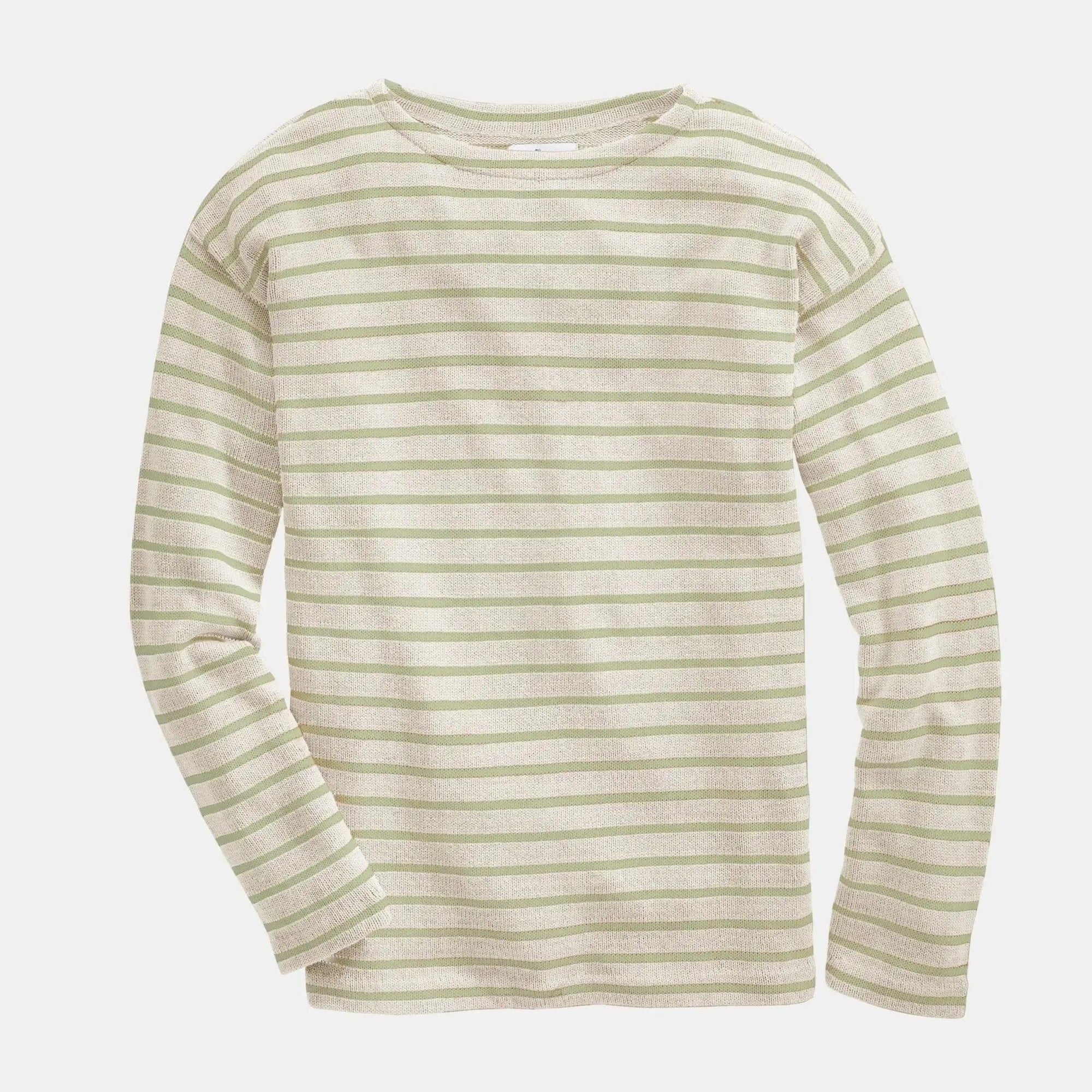 Whalerknits Shirts & Tops XS / Natural/ Seafoam / 100% Cotton Nantucket Classic Boatneck Sweater #Color_Natural / Seafoam