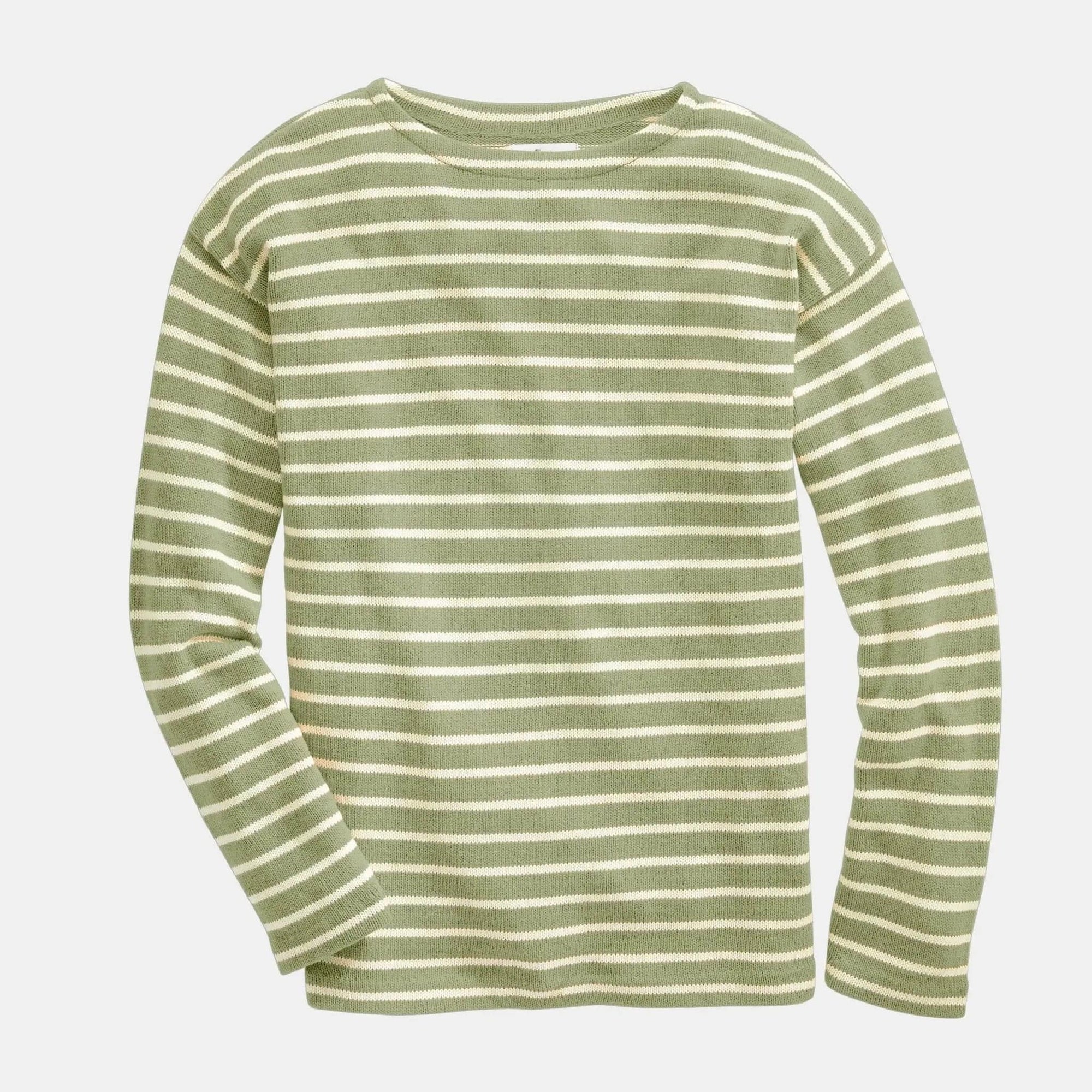 Whalerknits Shirts & Tops XS / Seafoam/ Natural / 100% Cotton Nantucket Classic Boatneck Sweater #Color_Seafoam / Natural
