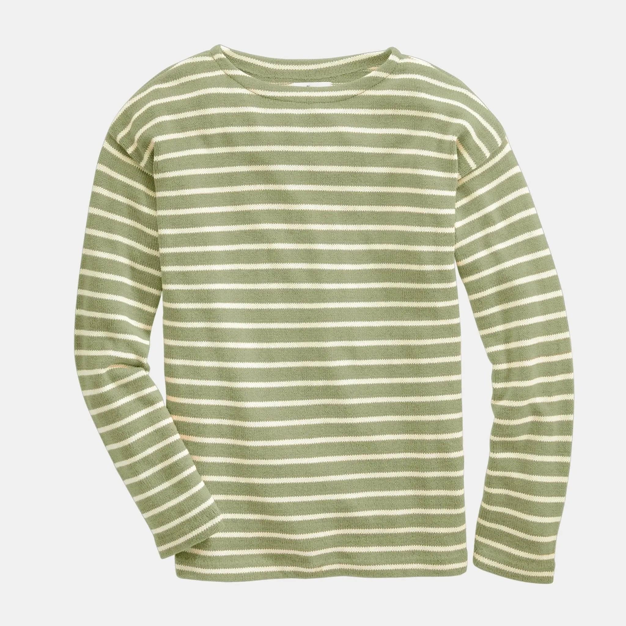 Whalerknits Shirts & Tops XS / Seafoam/ Natural / 100% Cotton Nantucket Classic Boatneck Sweater