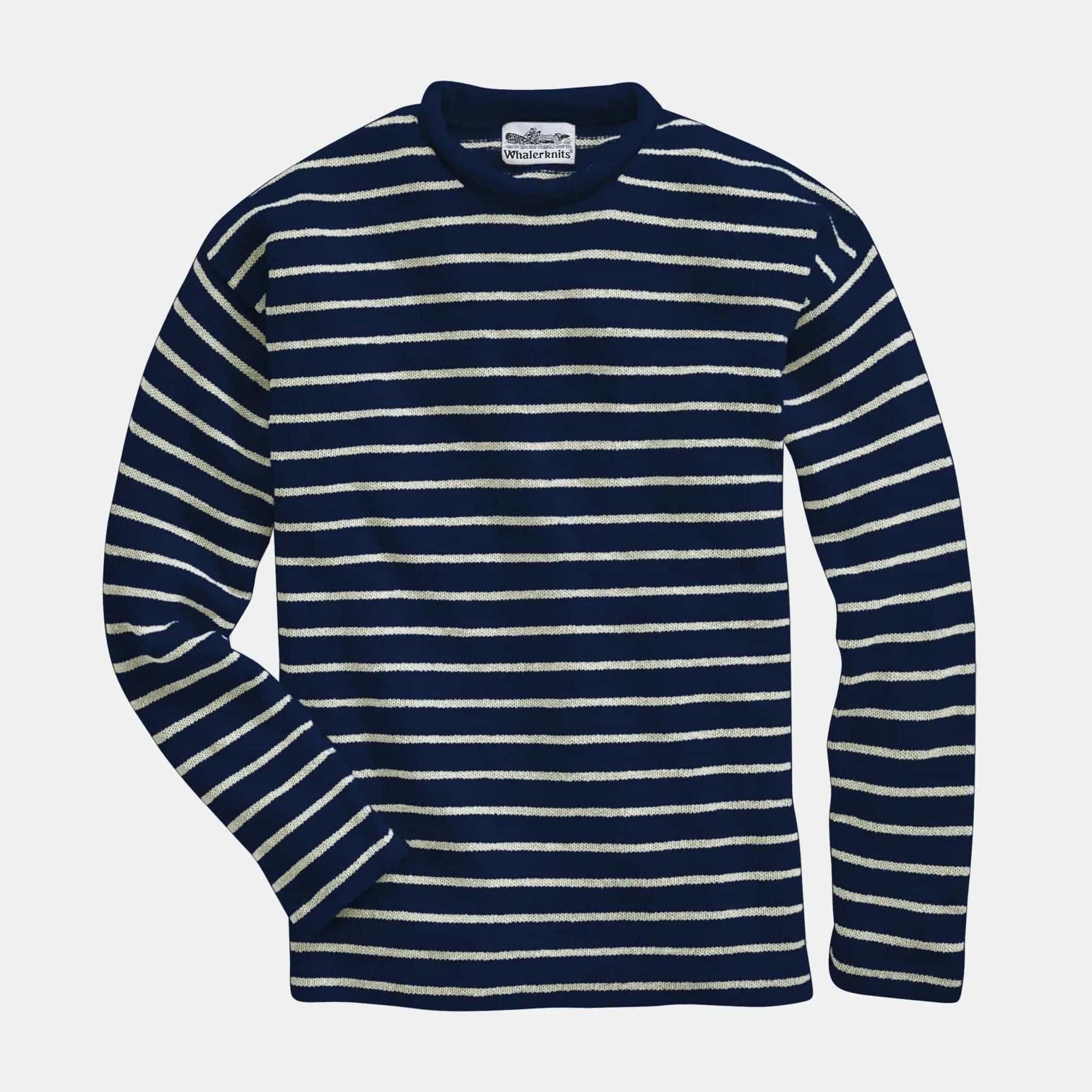 Whalerknits Sweaters XXS / Navy / Natural / 100% Cotton Nantucket Rollneck Sweater #Color_Navy / Natural
