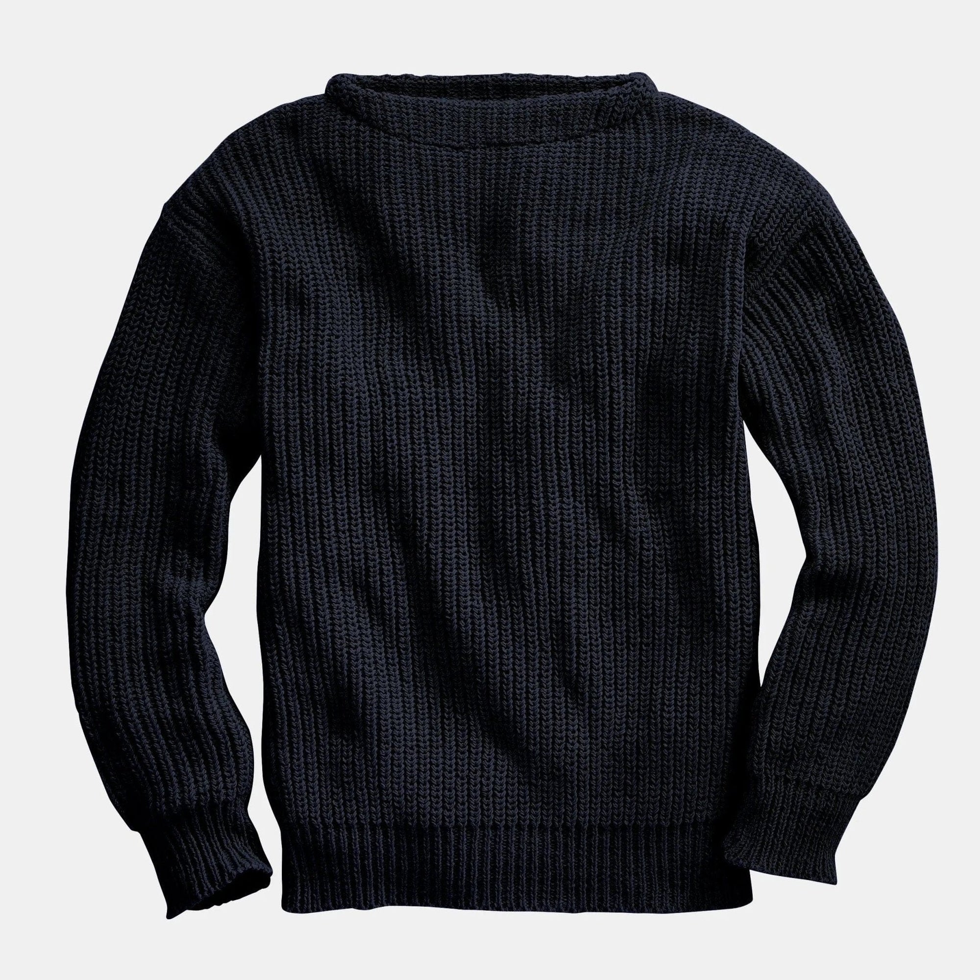Whalerknits Sweaters XS / Black Newport Shaker Boatneck Sweater #Color_Black
